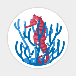 Sea Horse hiding in corals Magnet